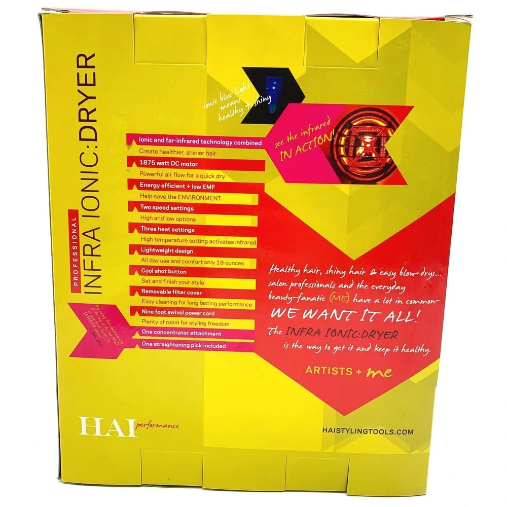 HAI Professional Infra Ionic Hair Dryer Red 1875W Infrared Lightweight New